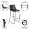 Flash Furniture 30" LeatherSoft Bar Height Barstools, Gray, PK2 2-ET-ER18345-30-GY-GG - alternate 8